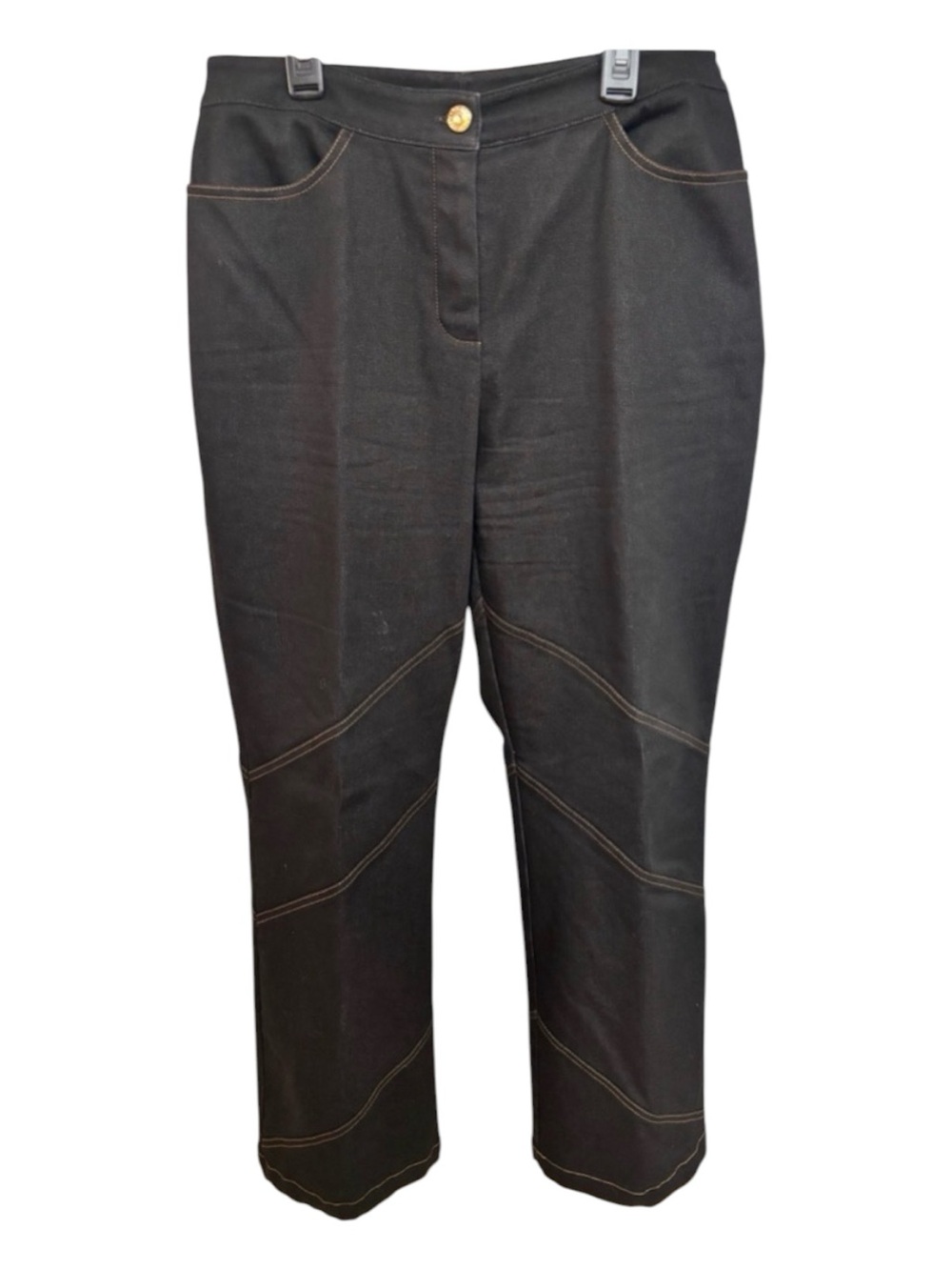NWOT St. John Collection Black Angled Detail Stitching Jeans - Size 12